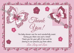 Butterfly Baby Shower Thank You Cards