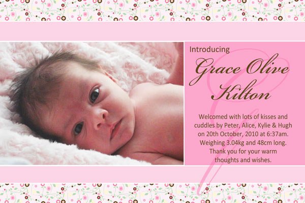 Girl Baby Shower Thank You Notes With Photos