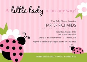 Pink and Green Girl Baby Shower Invitations