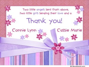 Twin Angel Baby Shower Thank You Notes
