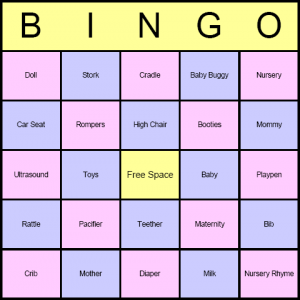 Bingo Baby Shower Games Ideas