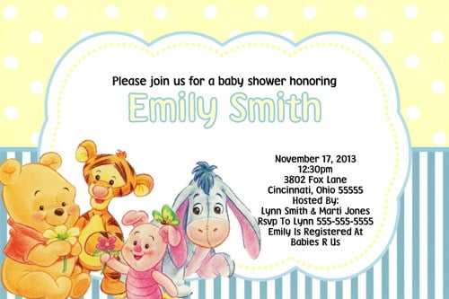 Classic Pooh Baby Shower Invitations Photo Cards
