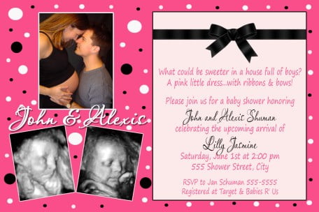 Personalized Pink Polkadot Baby Shower Invitations