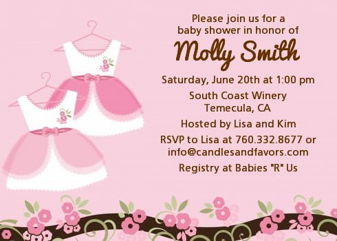 Twin Little Girl Outfit Baby Shower Invitation Template