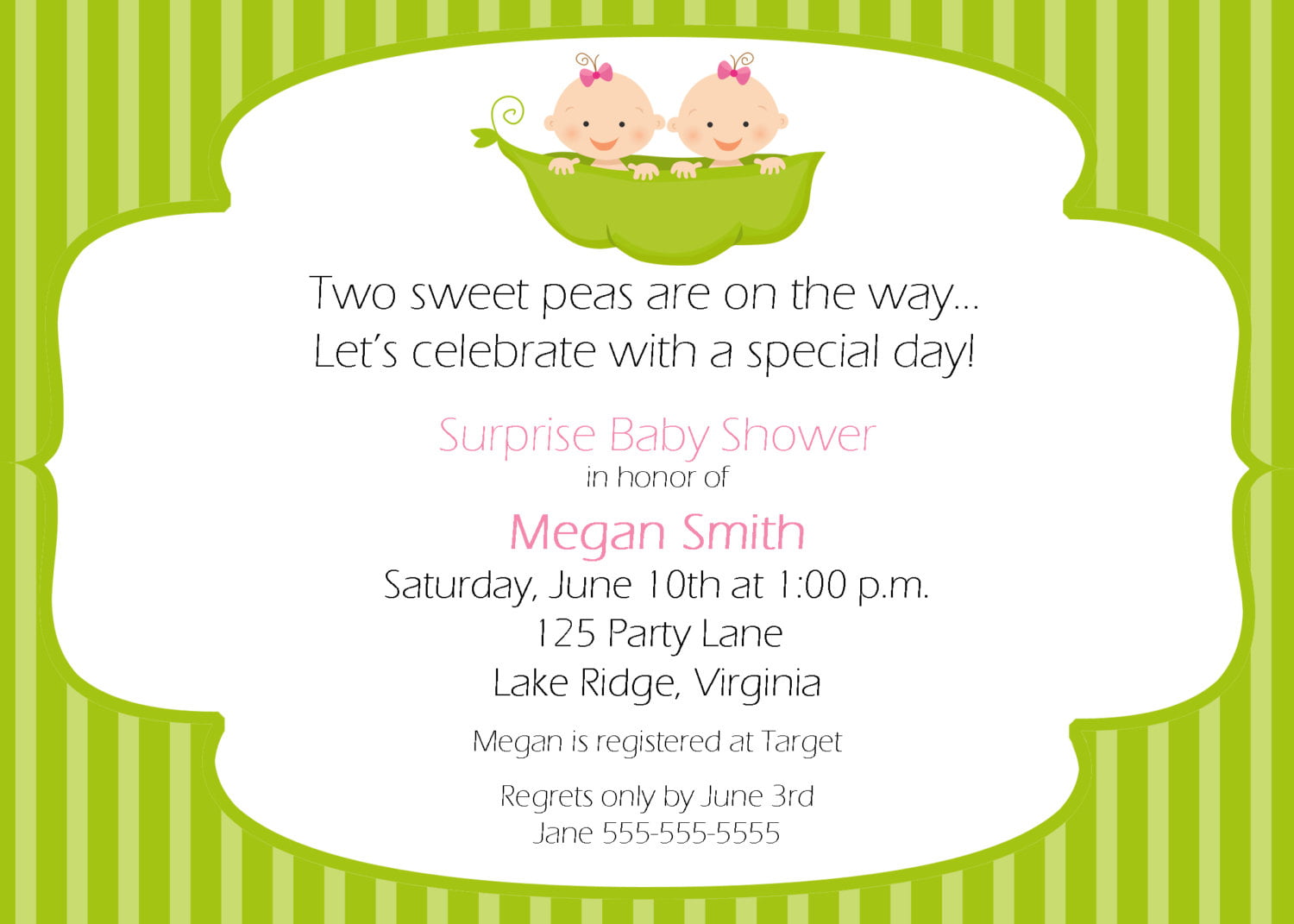 Two Peas In A Pod Baby Shower Invitation Templates