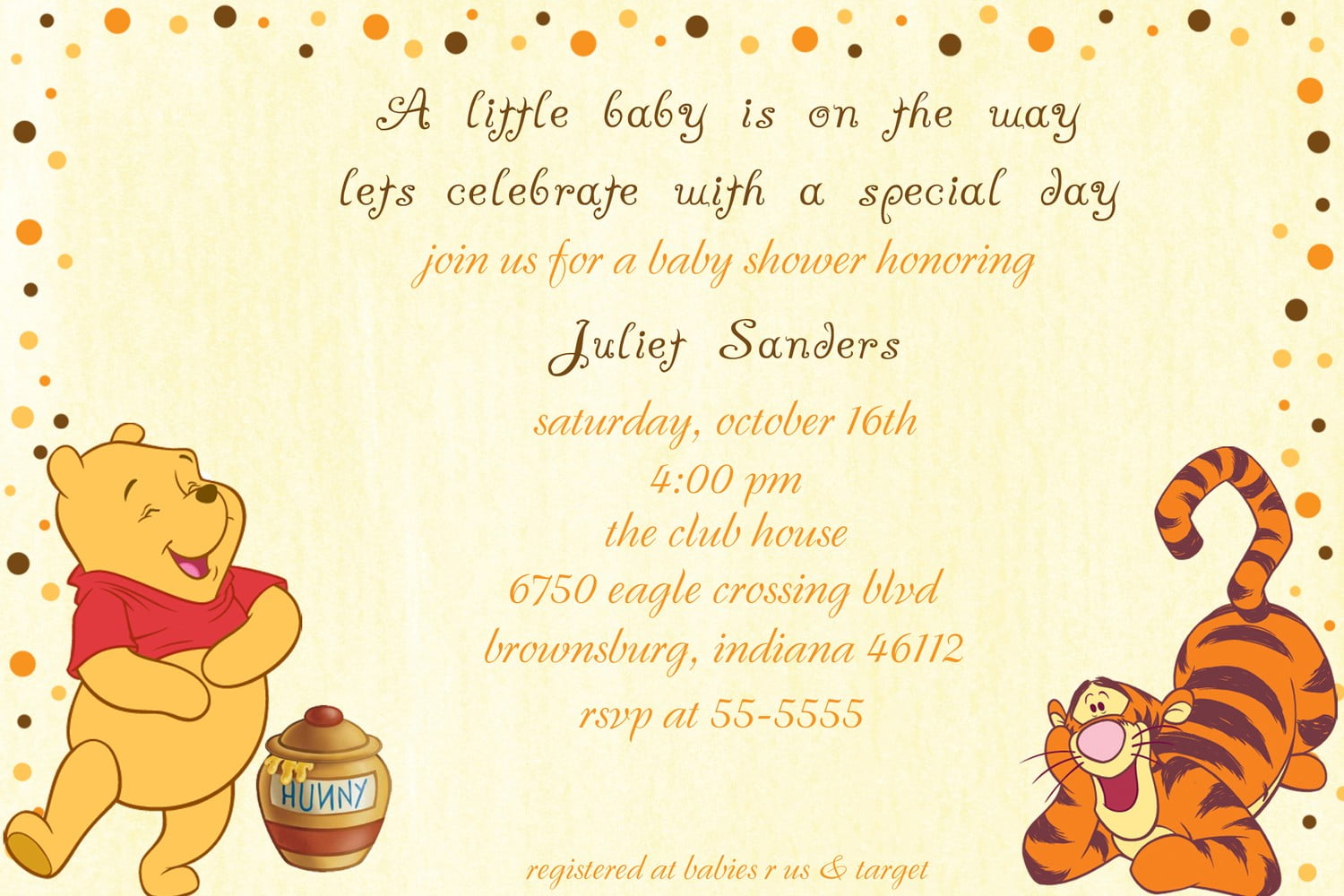 tiger classic winnie the pooh baby shower invitations