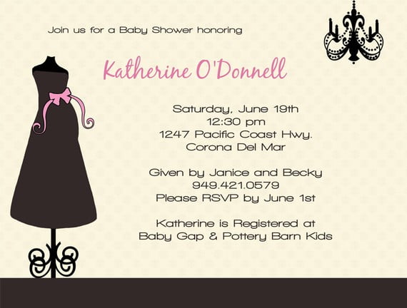 dress fancy baby shower invitations