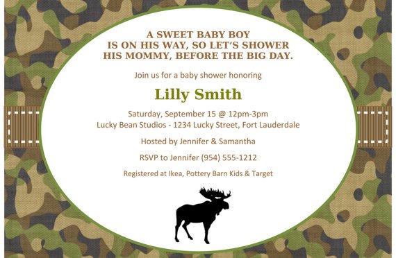 military camouflage baby shower invitations