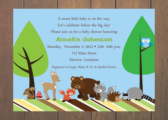 bear animal baby shower invitations