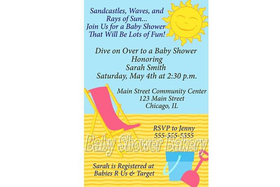fun beach themed baby shower invitations