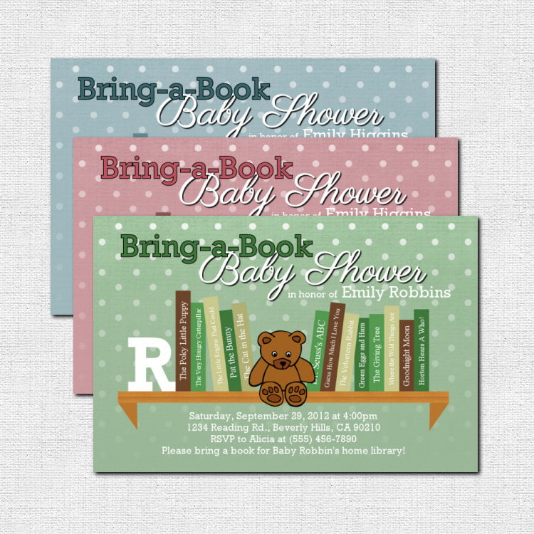 bear book baby shower invitations