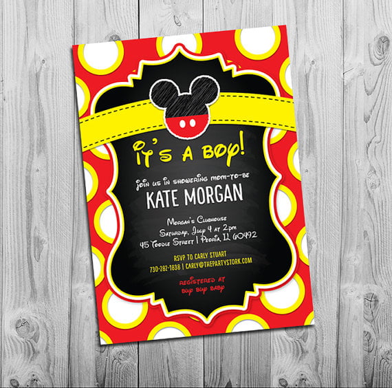 Mickey Mouse Baby Shower Invitation | Printable Chalkboard Style ...