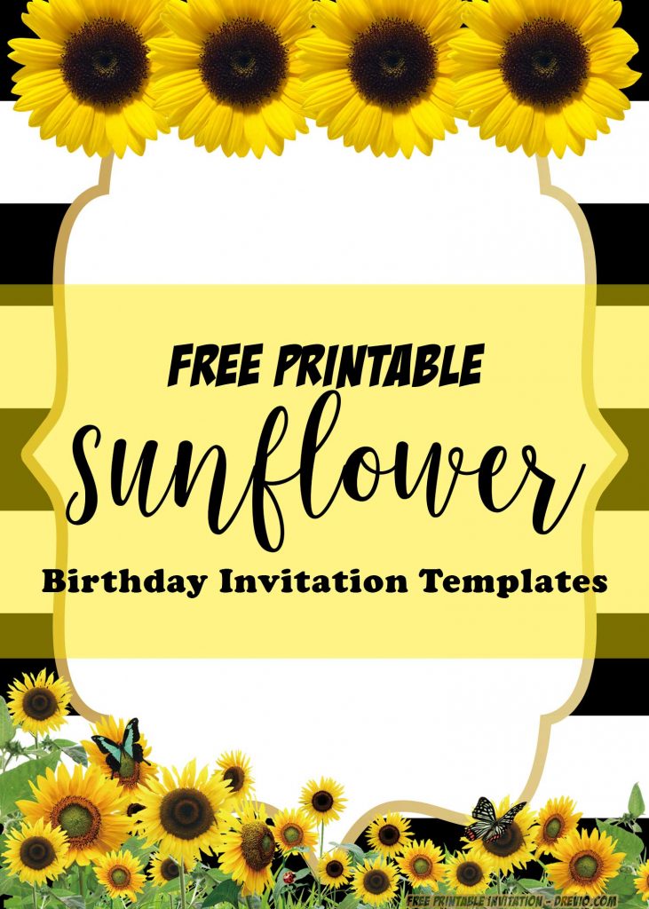 FREE Sun Flower Beautiful Birthday Invitation Templates Preview