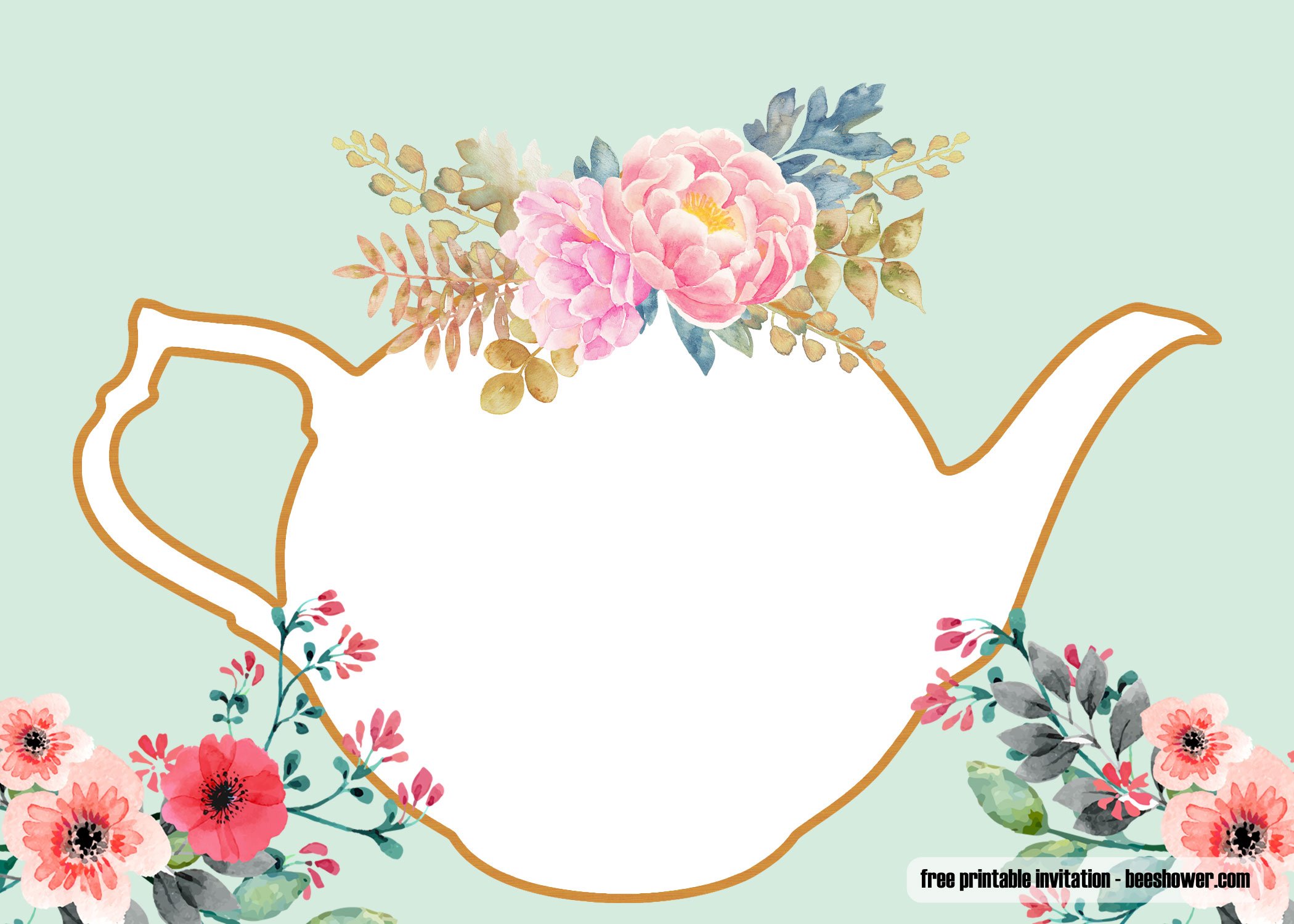 Tea Party Baby Shower Invitations Printable Free
