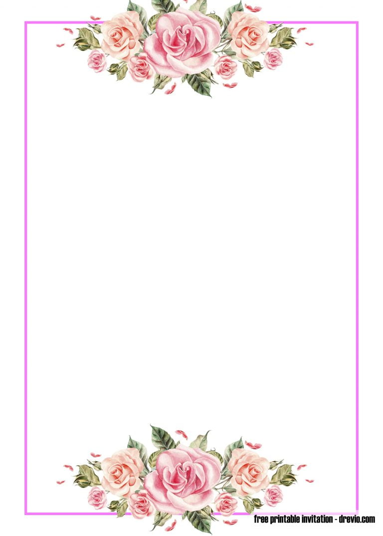 FREE Pink Floral Invitation Templates | Beeshower