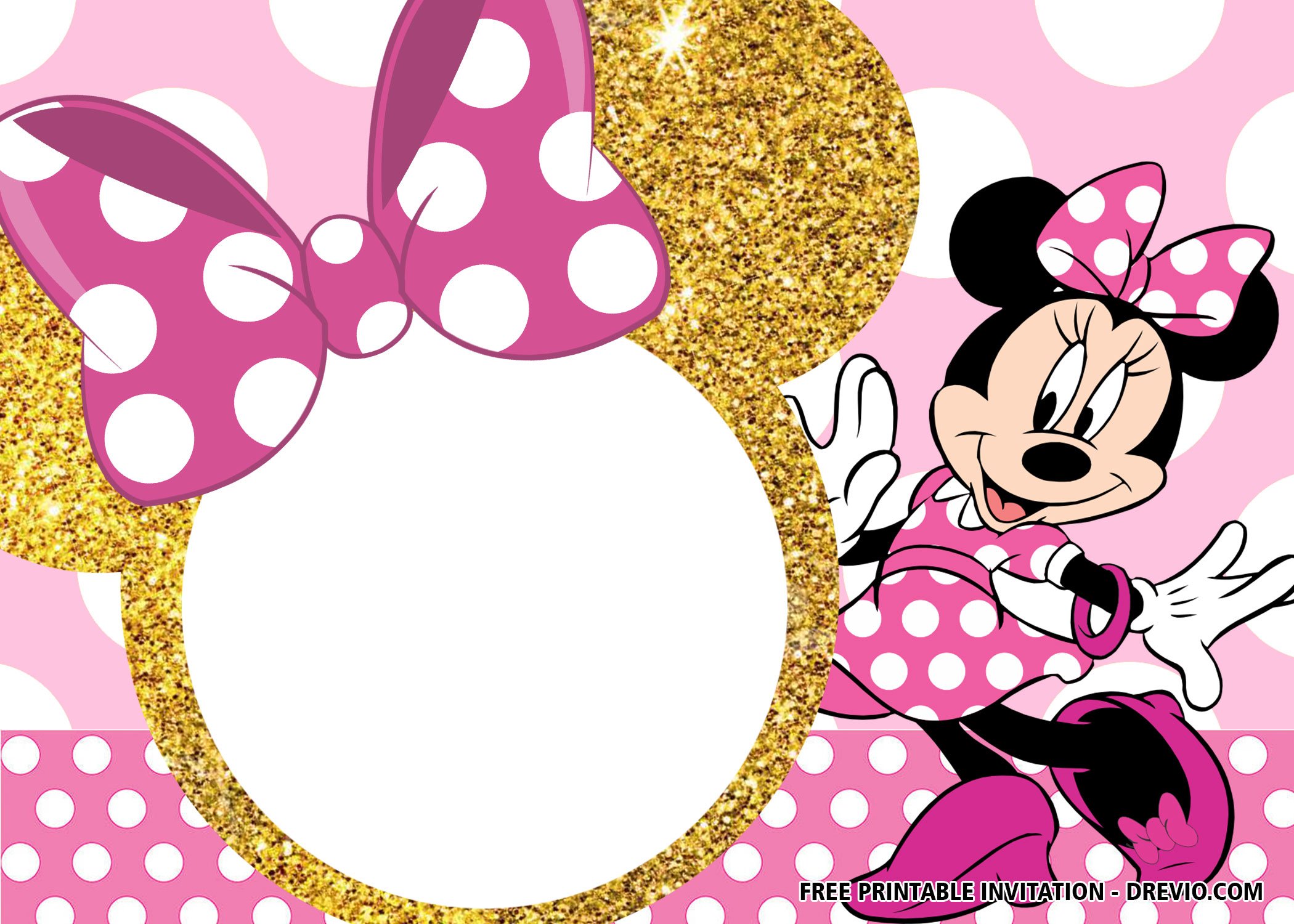 FREE Pink And Gold Minnie Mouse Invitation Templates Beeshower