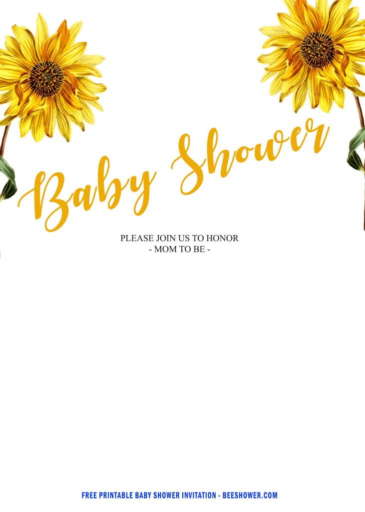 SUNFLOWER 4 - Downloadable FREE Sunflower Baby Shower Invitation Templates - Template No. 25