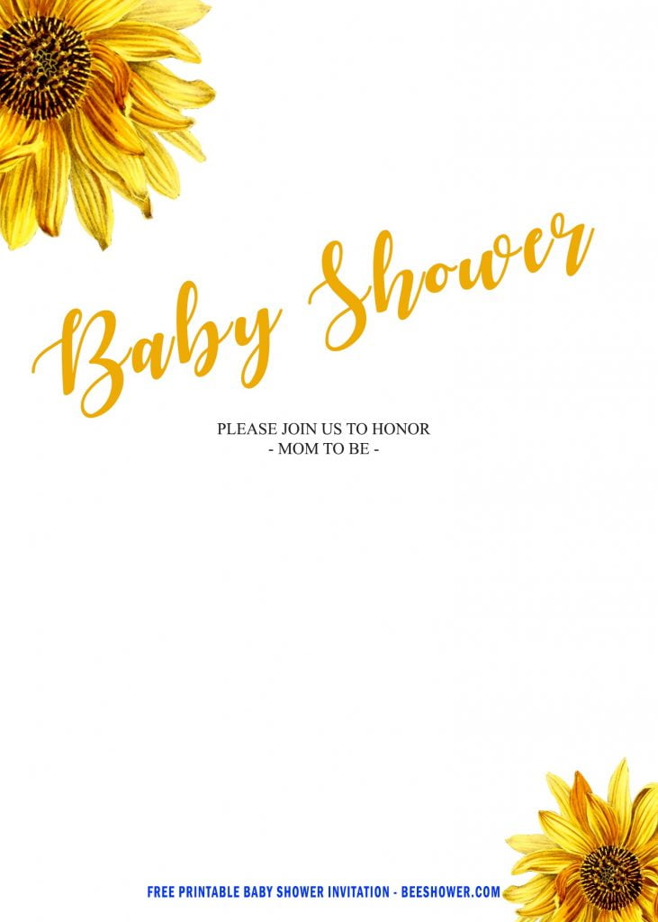 SUNFLOWER 5 - Downloadable FREE Sunflower Baby Shower Invitation Templates - Template No. 27