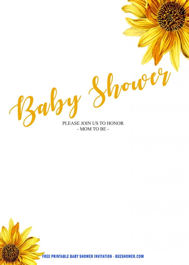 SUNFLOWER 6 - Downloadable FREE Sunflower Baby Shower Invitation Templates - Template No. 29