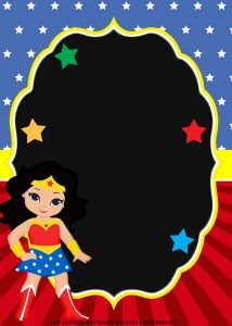 (FREE Printable) - Chibi Wonder Woman Birthday Invitation Templates ...