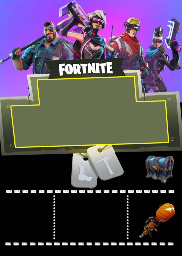Free Printable Fortnite Invitation Templates With Portrait and Flare