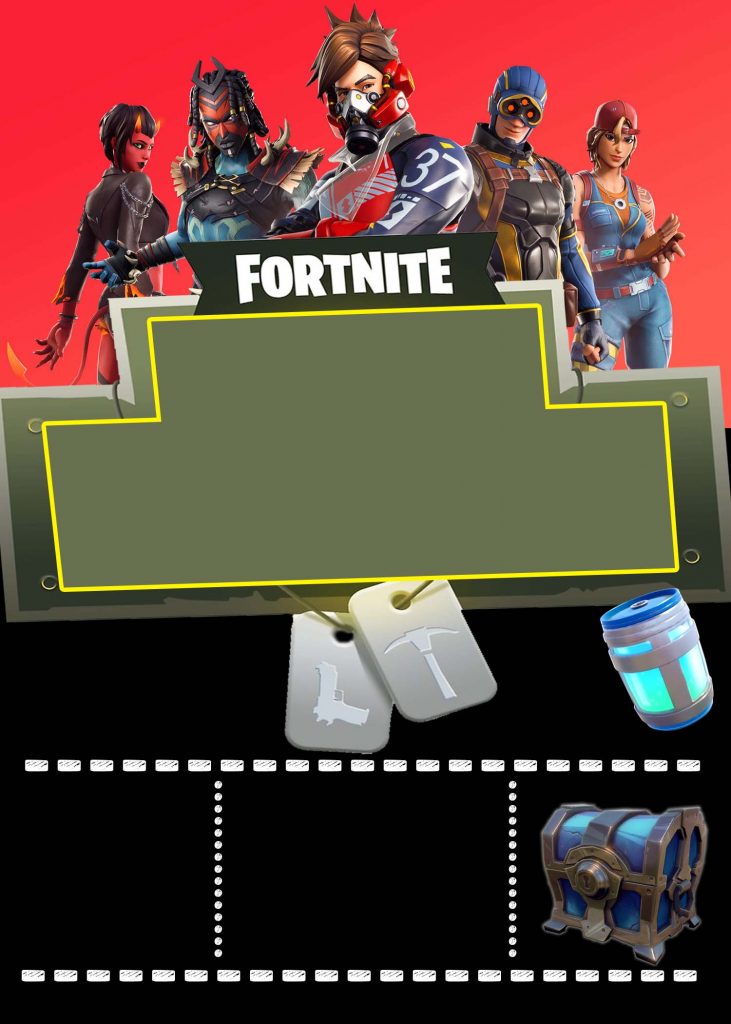 Free Printable Fortnite Invitation Templates With Fortnite Characters