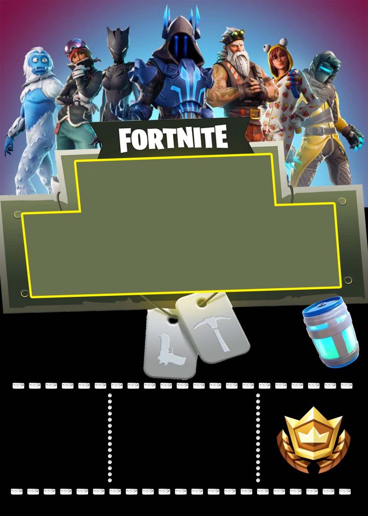 Free Printable Fortnite Invitation Templates With Military Tag Chain