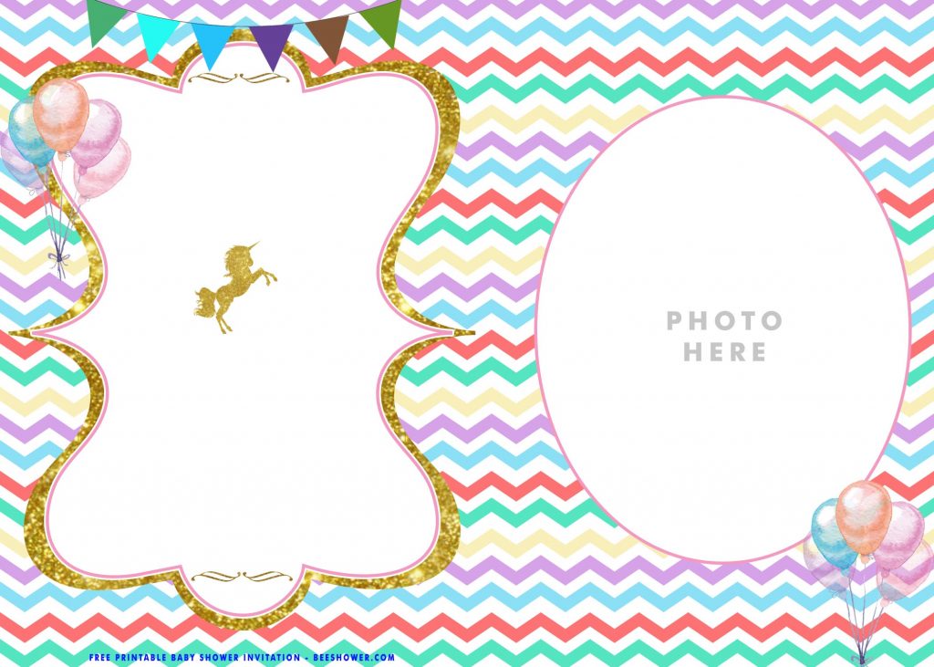 Free Unicorn Party Templates With Photo Frame and Balloons