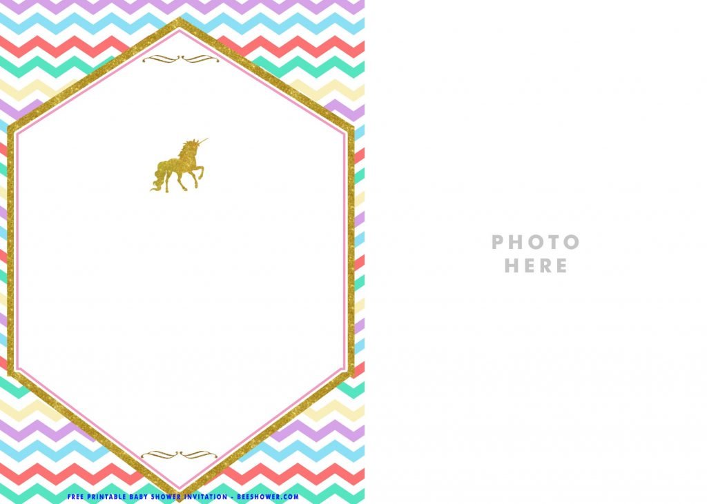 Free Unicorn Party Templates With Colorful Zigzag Pattern