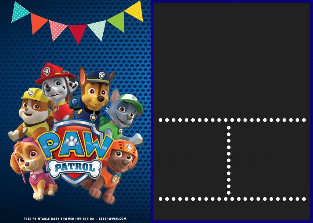 Free Printable Paw Patrol Invitation Templates With Colorful Bunting Flag