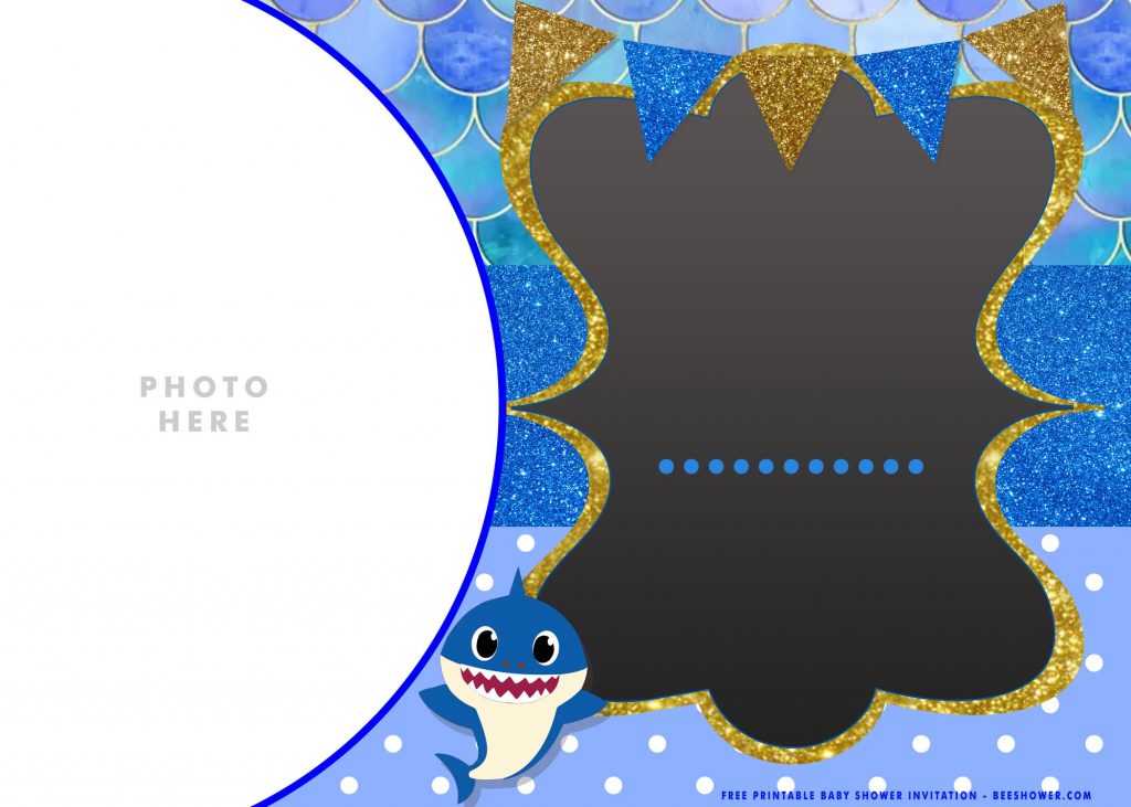 Free Cute Baby Shark With Gold Frame and Blue Background