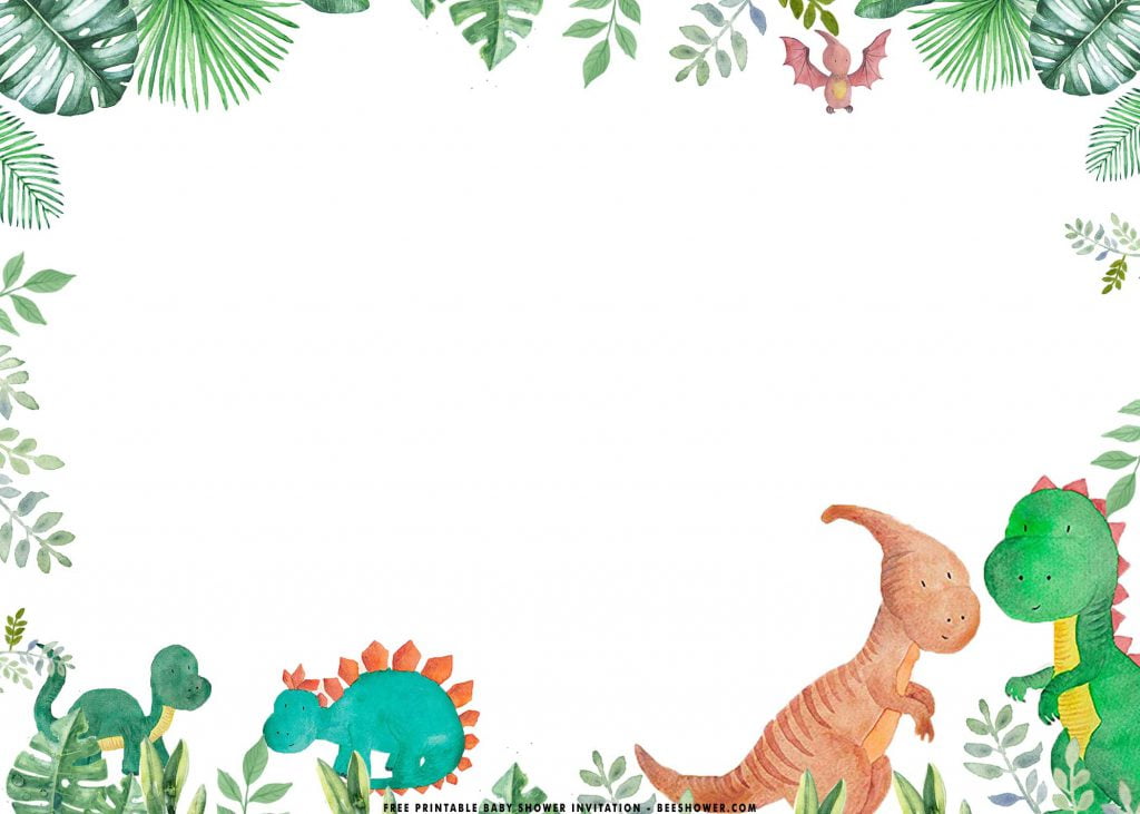 Free Printable Dinosaurs Baby Shower Invitation Templates With Landscape
