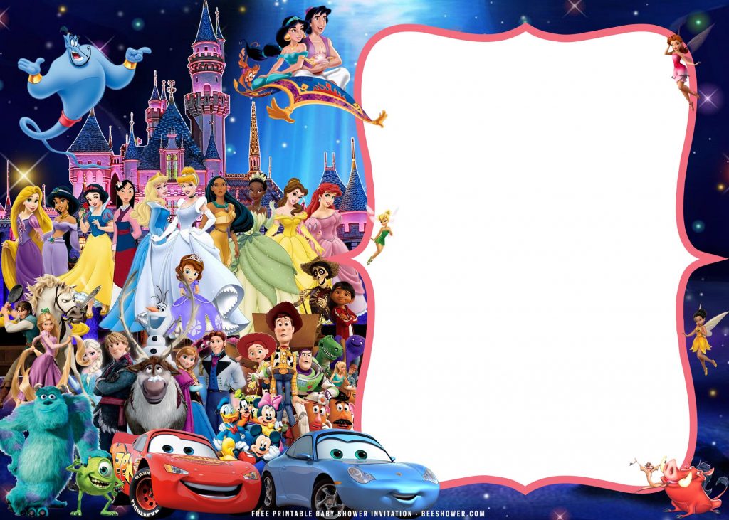 Free Printable Disney Castle Templates With Pink Frame and Frozen Elsa