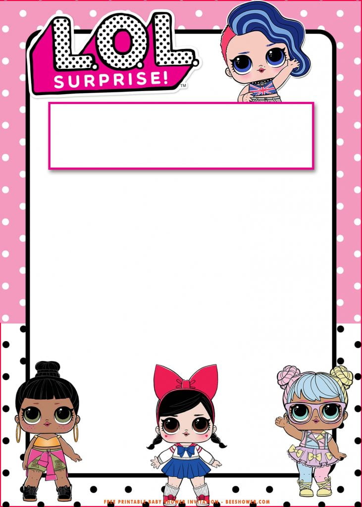 Free Printable LOL Surprise Invitation Templates With LOL Logo and White Text Box