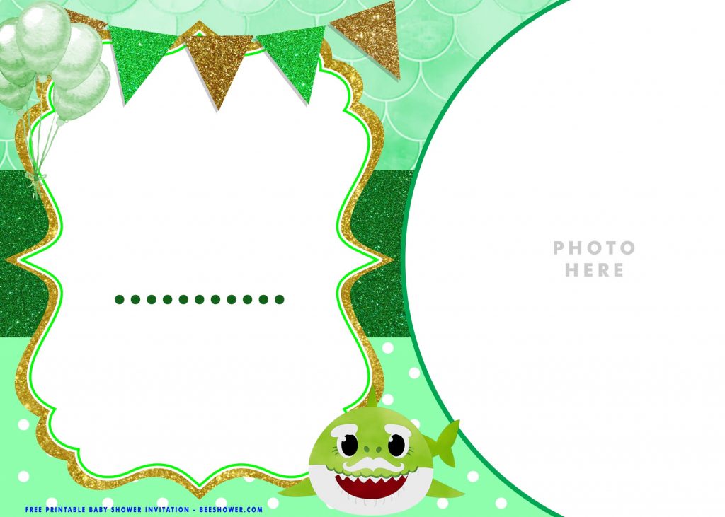 Free Baby Shark Template With Landscape and Green Background
