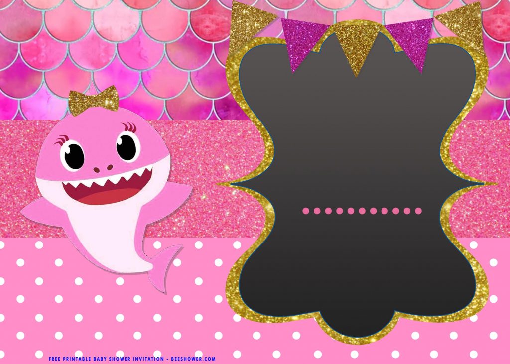 Free Baby Shark Template With Landscape and Pink Background