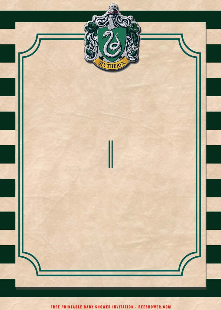 Free Printable Magical Harry Potter Invitation Templates With Slytherin Logo and Vintage