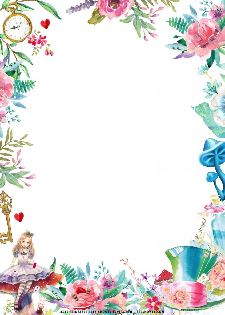 Free Printable Alice In Wonderland Birthday Invitation Templates With Blank Spaces