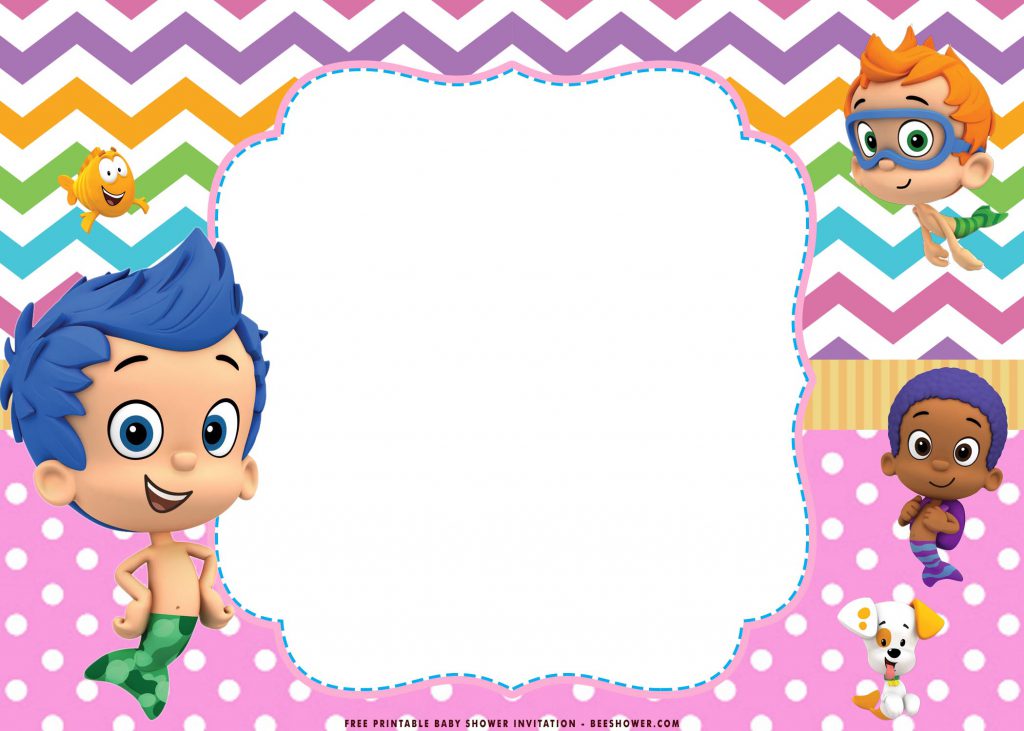 Free Printable Sweet Bubble Guppies Baby Shower Invitation Templates With Blue Hair 