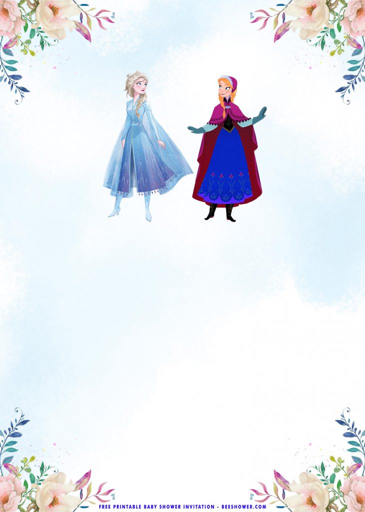 Free Printable Frozen Elsa Baby Shower Invitation Templates With Pristine Snow White Background