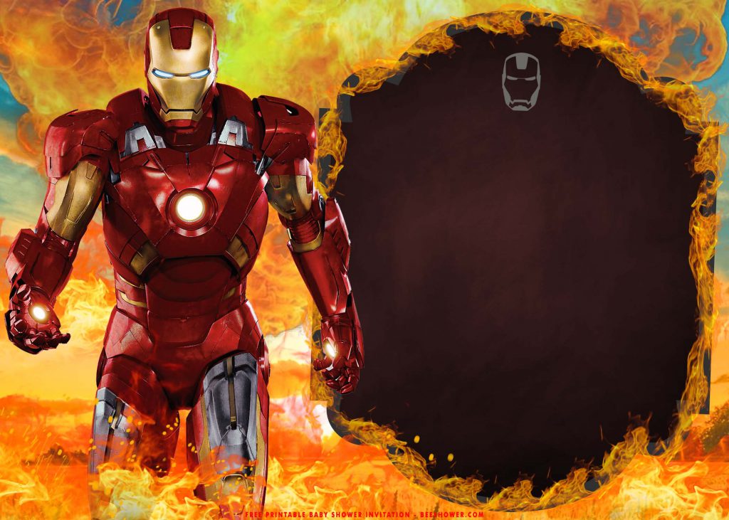 Free Printable Iron Man In Flame Birthday Invitation Templates With Infinity War Background