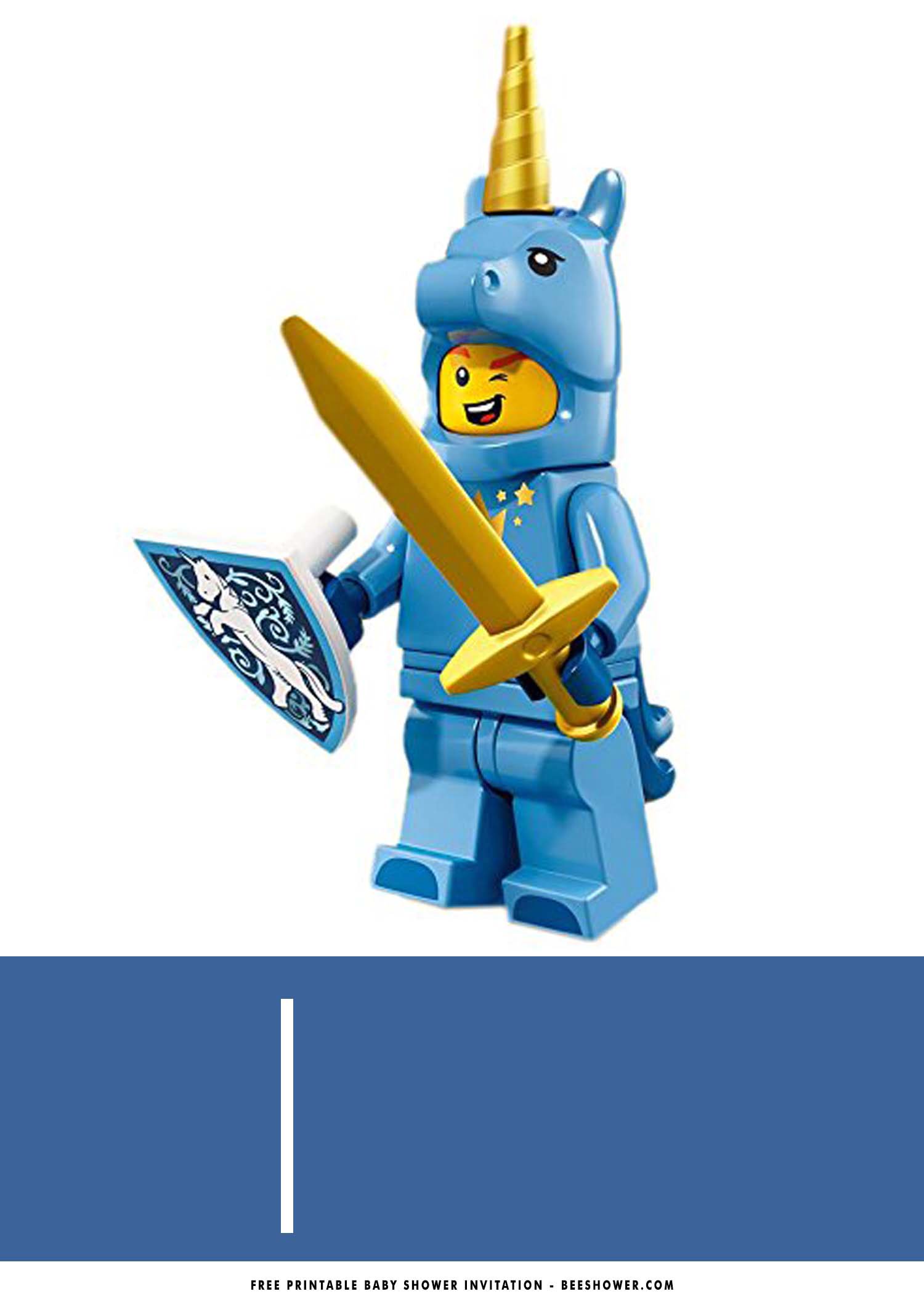 Lego Unicorn Knight Minifigure Invitation Beeshower