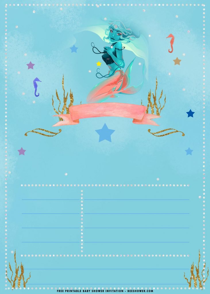 Free Printable Watercolor Mermaid Birthday Invitation Templates With 