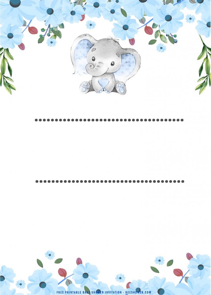 Free Printable Cute Baby Elephant Baby Shower Invitation Templates With 
