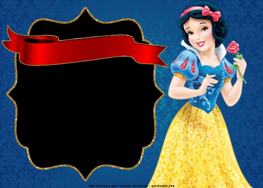 Free Printable Vintage Snow White Invitation Templates With Beautiful Gown