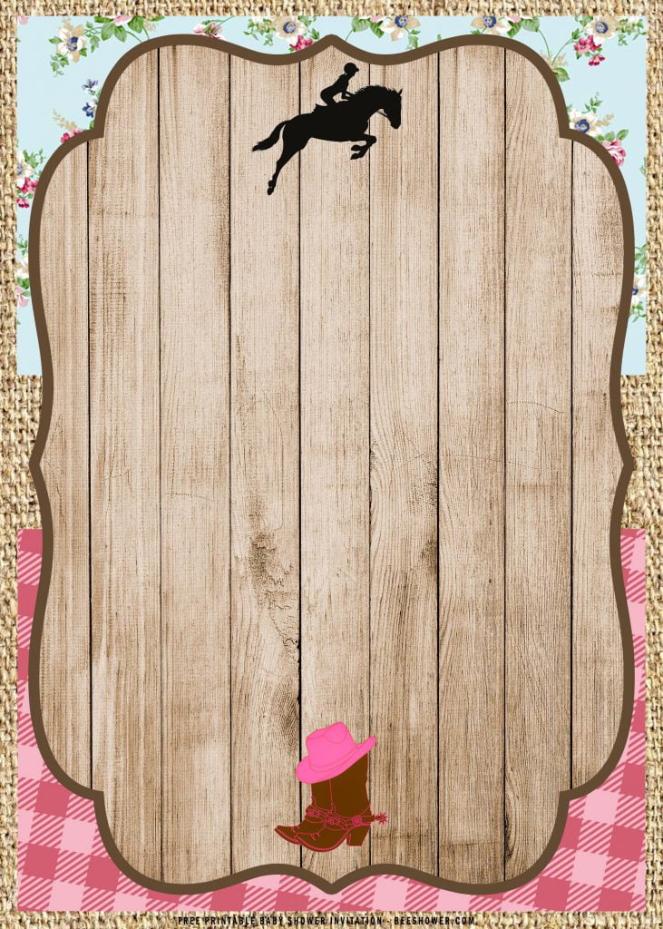 Free Printable Cowgirl Birthday Invitation Templates With Cowgirl Boots and Wooden Panel