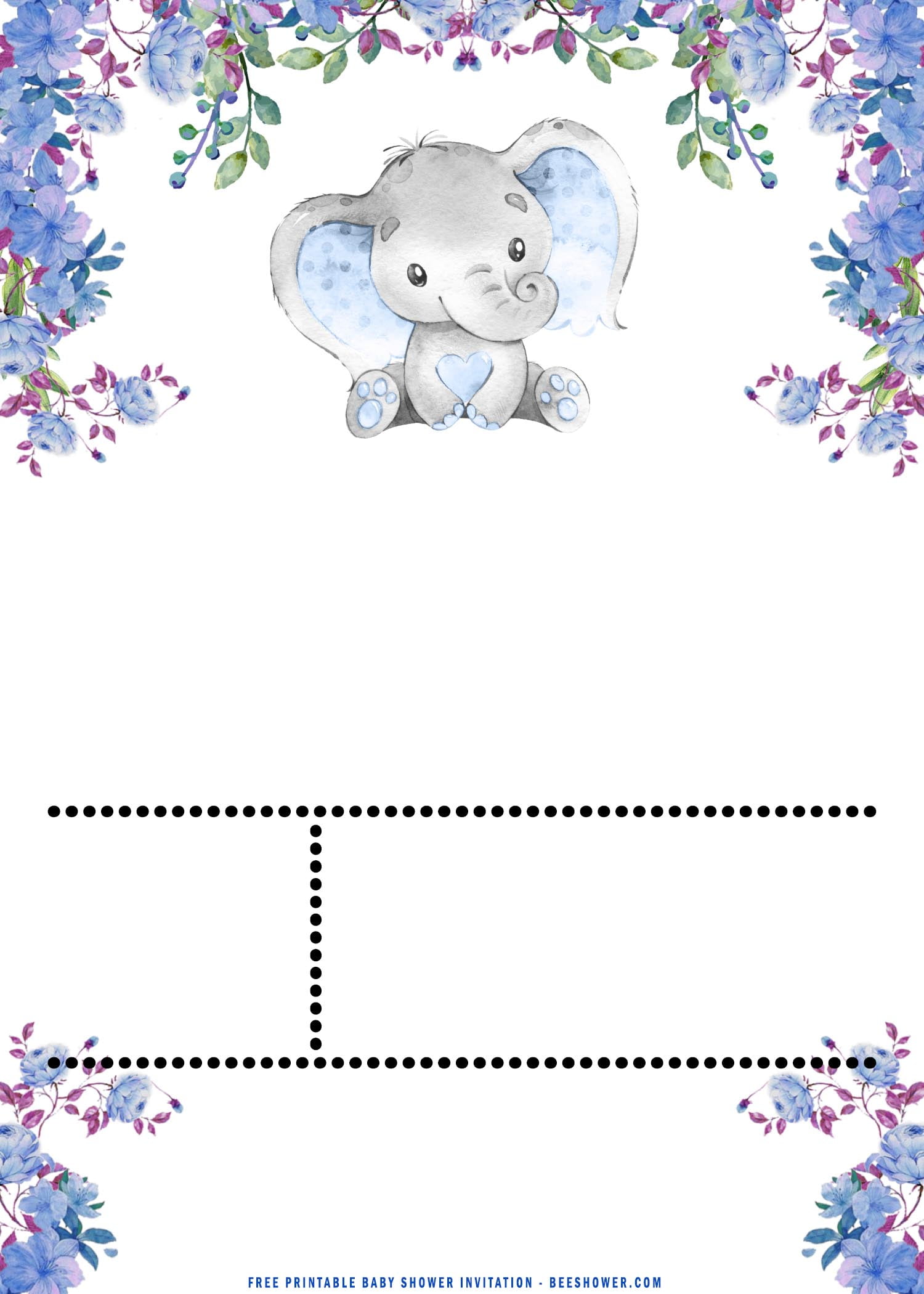 Download FREE Printable Cute Baby Elephant Baby Shower Invitation 