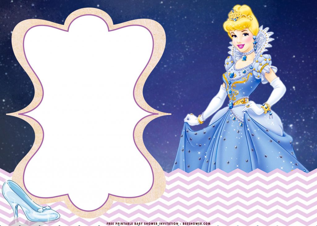 Free Printable Disney Cinderella Invitation Templates With Beautiful Gown and Starry Night