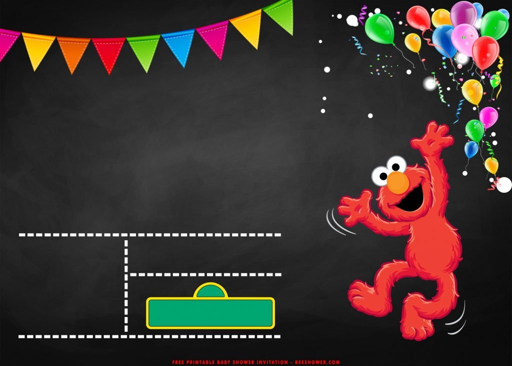 Free Printable Sesame Street Elmo Invitation Templates With Balloons