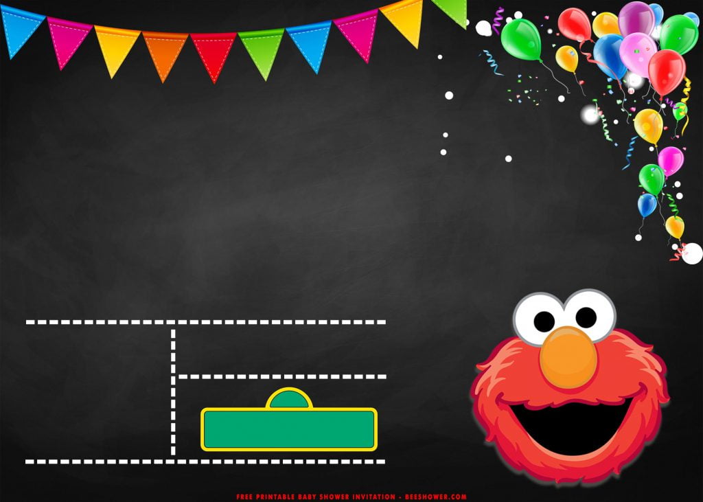 Free Printable Sesame Street Elmo Invitation Templates With Landscape Orientation and Text Box